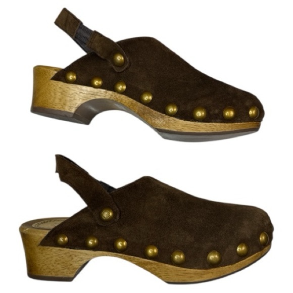 Tory Burch Blythe Studded Suede Clogs – Arabica Brown Size 6 - Picture 5 of 13
